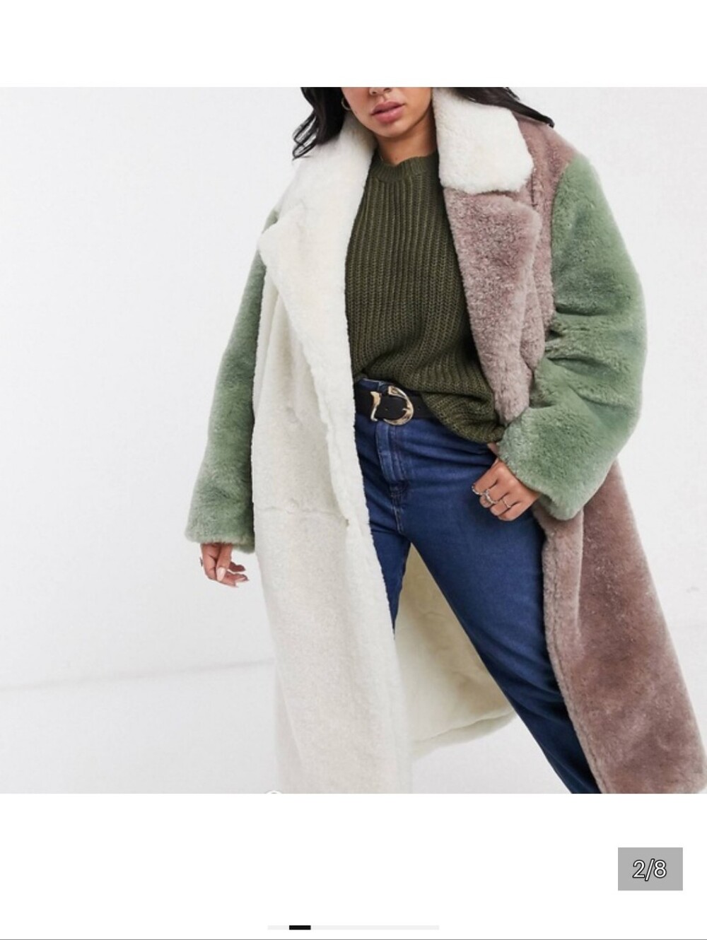 NWT ASOS Plus Borg Patched Maxi Coat